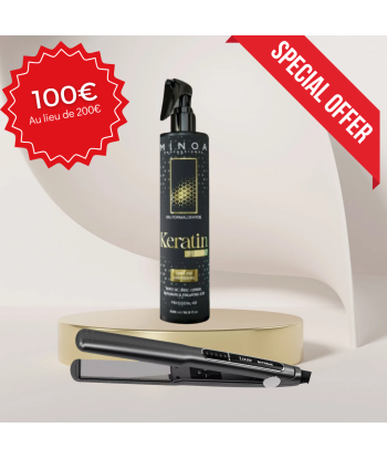 OFFRE SPECIALE  duo lissage keratin spray Minoa + fer à lisser Lizze extrême acheter en ligne