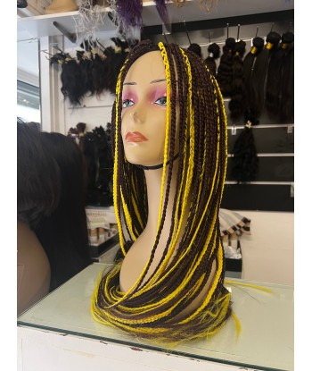 Perruque longue tressée Braids 32" mélange jaune et aubergine - Joana s'inspire de l'anatomie humaine