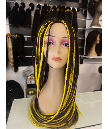 Perruque longue tressée Braids 32" mélange jaune et aubergine - Joana s'inspire de l'anatomie humaine