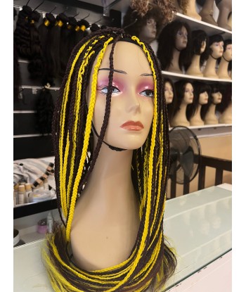 Perruque longue tressée Braids 32" mélange jaune et aubergine - Joana s'inspire de l'anatomie humaine