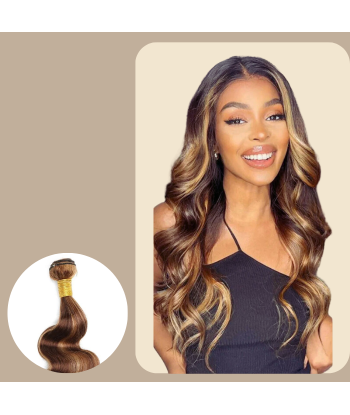 Tissage Vierge Ihmisen hiukset Body Wave 7A Chatain Méché Blond P4/27 100 Gr 100 Gr soldes