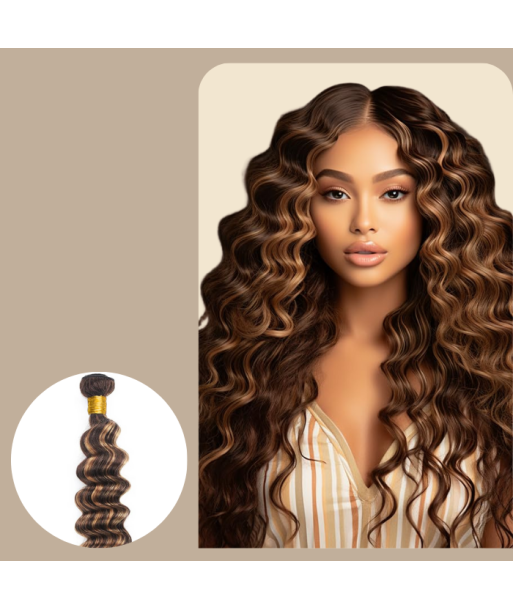 Tissage Vierge Capelli Umani Onda Profonda 7A Chatain Méché Blond P4/27 100 Gr Les magasins à Paris