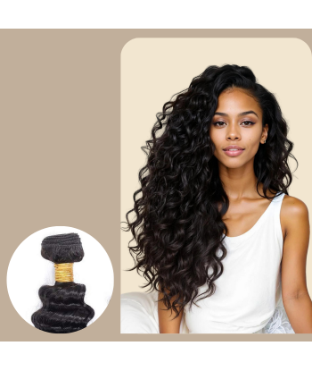 Tissage Vierge Människohår Deep Wave 7A Brun Foncé 1B 100 Gr soldes