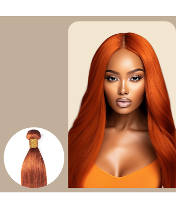 Vävning Virgin Human Hair Straight 7A Ginger 350  100 Gr de pas cher