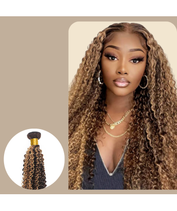 Vävning Virgin Hair Human Hair Kinky Curly 7A Medium Brown Blond P4/27 100 Gr en ligne