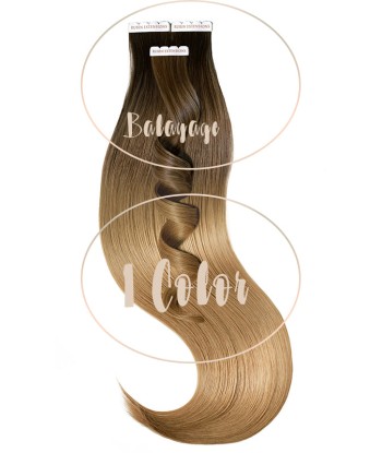 Extensions Adhésives - Tape-in Extensions Sombre-Balayages Brun Chocolat Foncé & Brun Clair Caramel meilleur choix