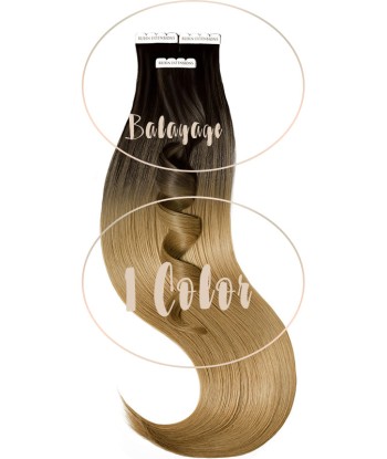 Extensions Adhésives - Tape-in Extensions Sombre-Balayages Brun-Noir & Brun Clair Caramel vente chaude votre 